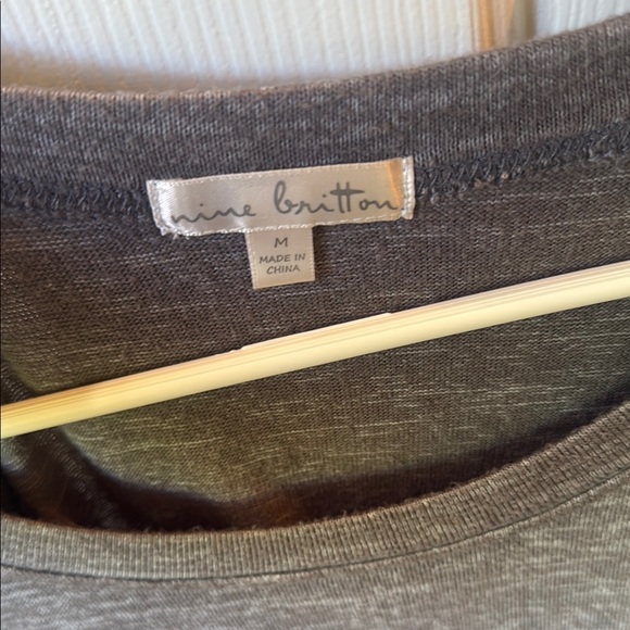 Nine Britton Gray Tie Front Long Sleeve Blouse - Picture 2 of 4